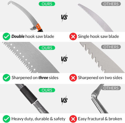10FT Pole Saw for Tree Trimming 2-in-1 Hand Saw Steel Blade Tree Pruner