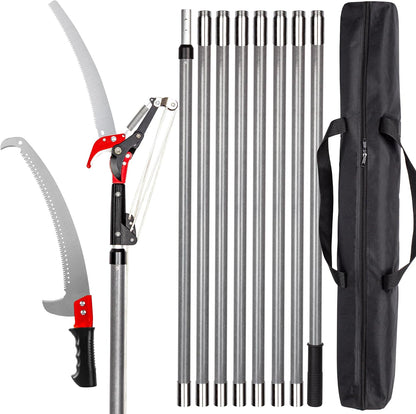 10FT Pole Saw for Tree Trimming 2-in-1 Hand Saw Steel Blade Tree Pruner