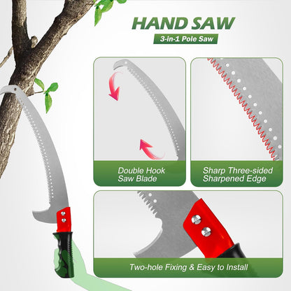 10FT Pole Saw for Tree Trimming 2-in-1 Hand Saw Steel Blade Tree Pruner