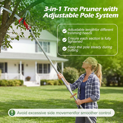 10FT Pole Saw for Tree Trimming 2-in-1 Hand Saw Steel Blade Tree Pruner