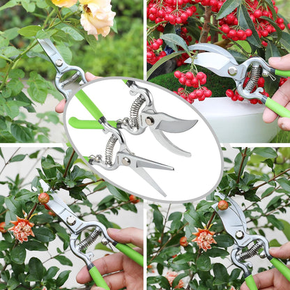2-Piece Pruning Shears & Garden Belt Set，8" Bypass & Hand Pruners