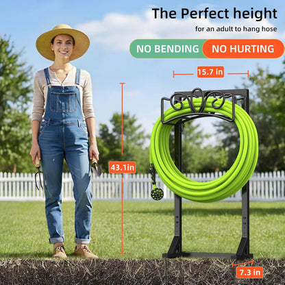 Garden Hose Holder Reel, Upgraded Metal Hose Reels Holds 150ft Hose | Heavy Duty Freestanding Water Hose Holders, Detachable Hose Storage Hanger for Outside - Flower Vine