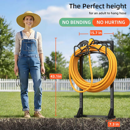 Garden Hose Holder Reel, Upgraded Metal Hose Reels Holds 150ft Hose | Heavy Duty Freestanding Water Hose Holders, Detachable Hose Storage Hanger for Outside - Flower Vine