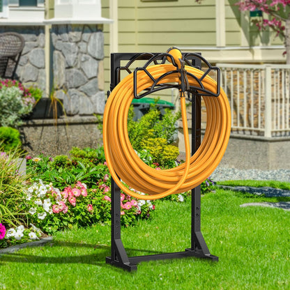 Garden Hose Holder Reel, Upgraded Metal Hose Reels Holds 150ft Hose | Heavy Duty Freestanding Water Hose Holders, Detachable Hose Storage Hanger for Outside - Flower Vine