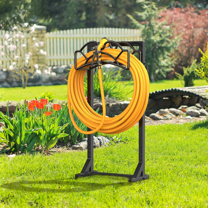 Garden Hose Holder Reel, Upgraded Metal Hose Reels Holds 150ft Hose | Heavy Duty Freestanding Water Hose Holders, Detachable Hose Storage Hanger for Outside - Flower Vine