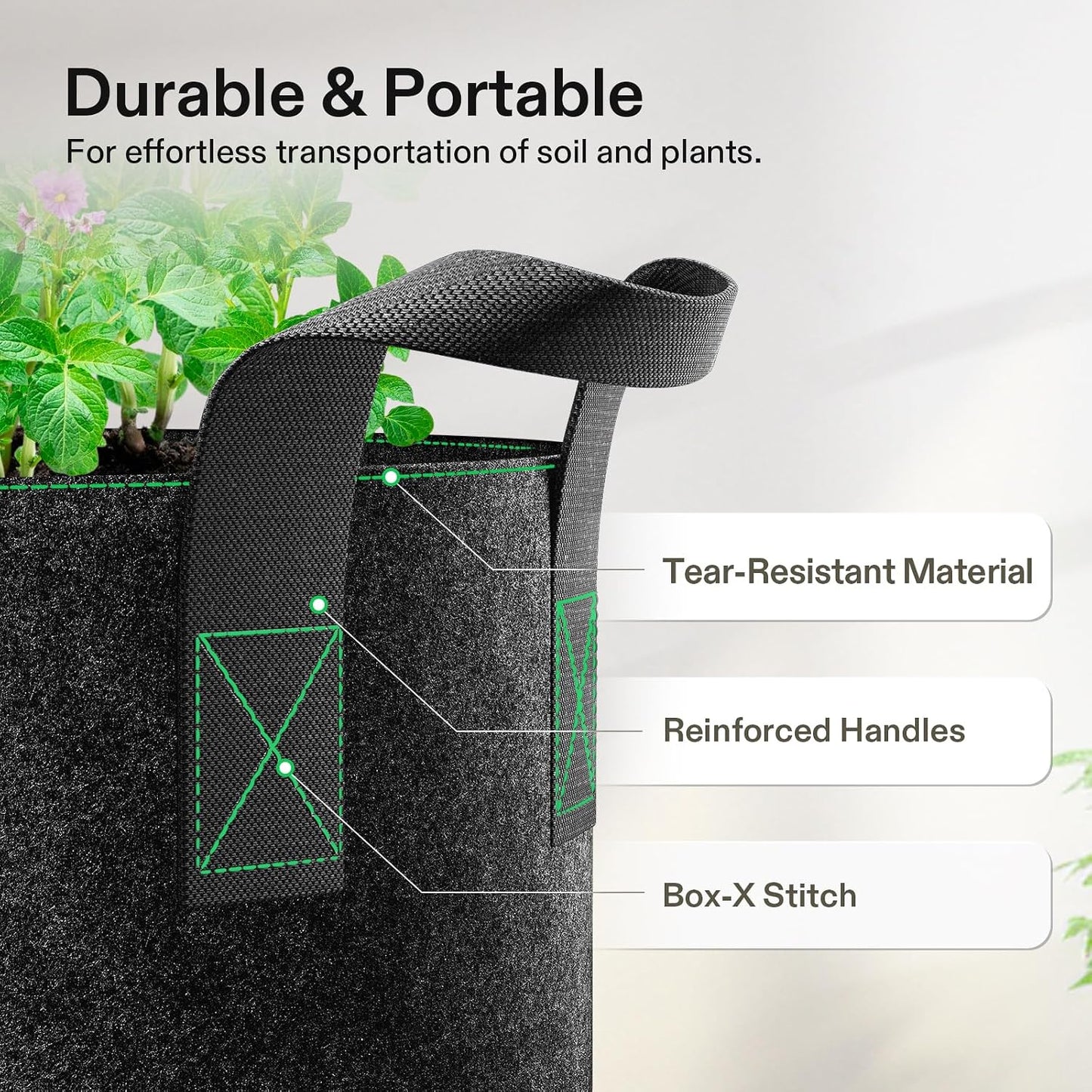 5-Pack 10 Gallon Plant Grow Bags Fabric Pots with Handles