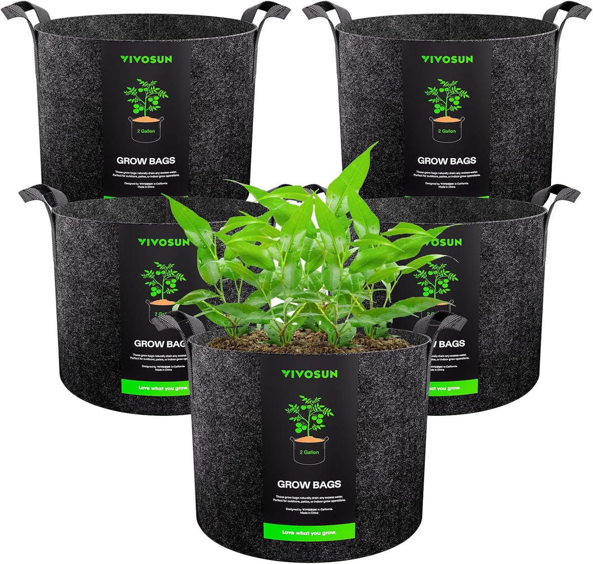 5-Pack 10 Gallon Plant Grow Bags Fabric Pots with Handles