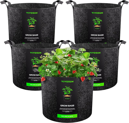 5-Pack 10 Gallon Plant Grow Bags Fabric Pots with Handles
