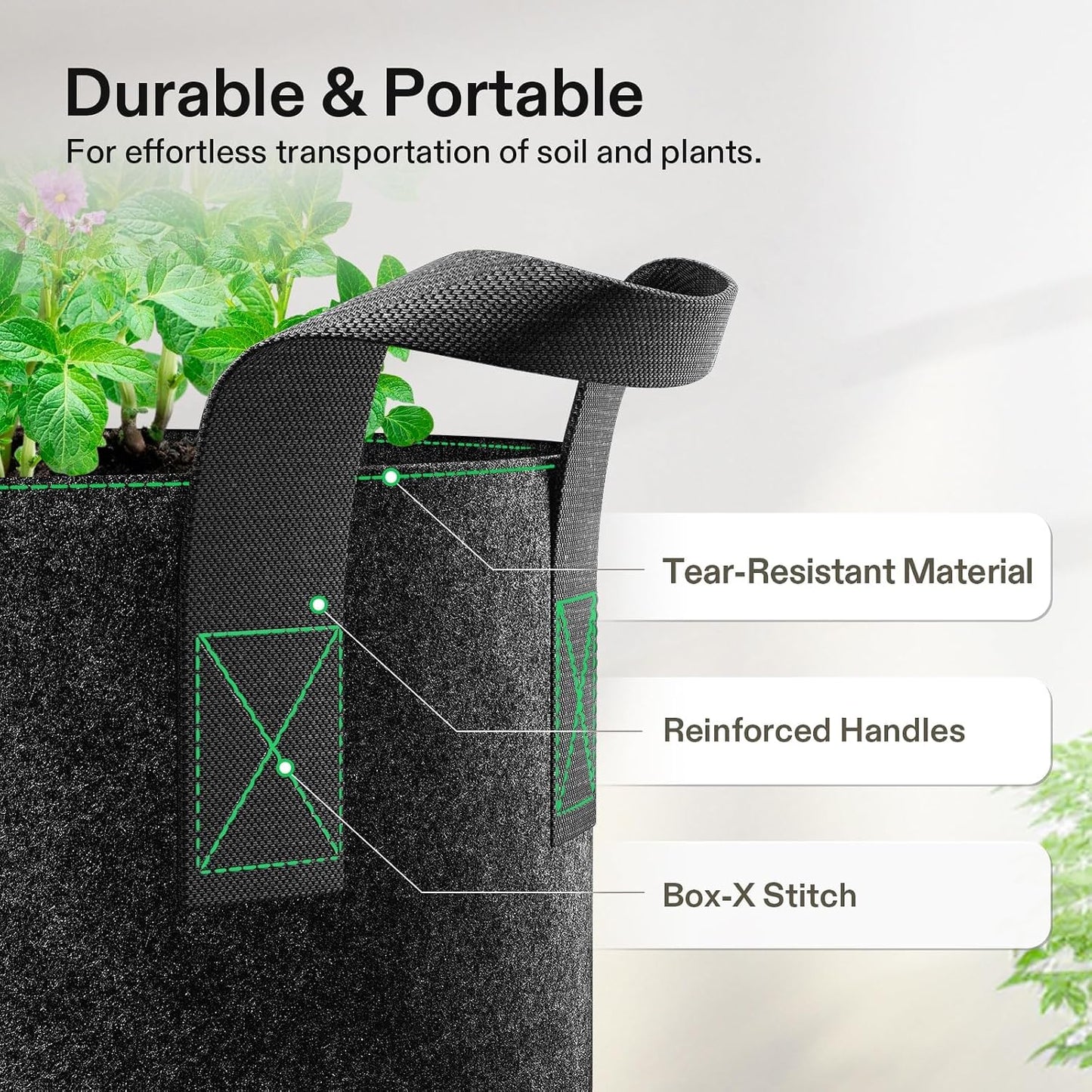 5-Pack 10 Gallon Plant Grow Bags Fabric Pots with Handles