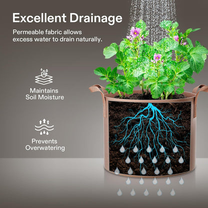 5-Pack 10 Gallon Plant Grow Bags Fabric Pots with Handles
