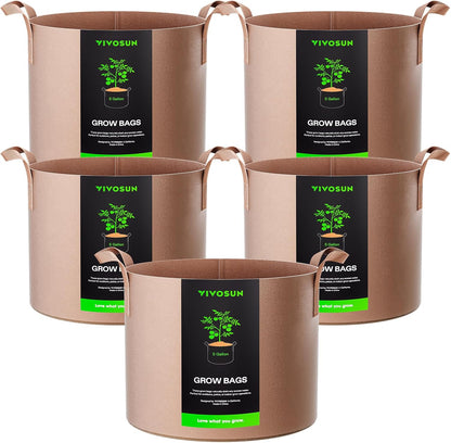 5-Pack 10 Gallon Plant Grow Bags Fabric Pots with Handles