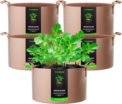 5-Pack 10 Gallon Plant Grow Bags Fabric Pots with Handles