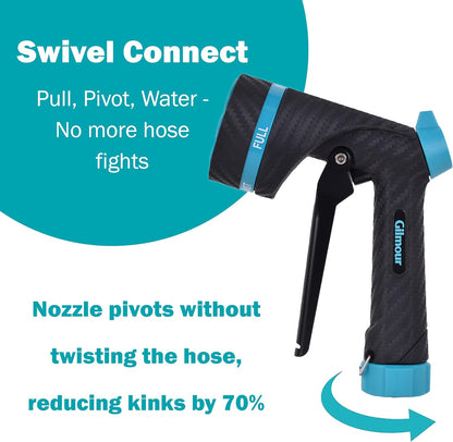 Heavy Duty Front Control Garden Hose Nozzle with Swivel Connect