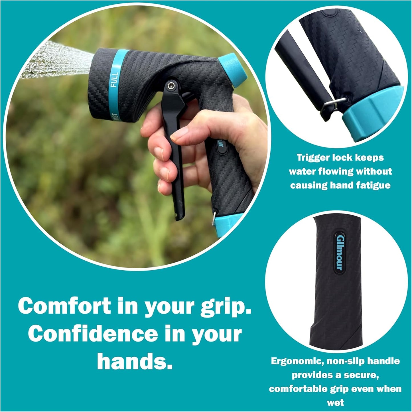 Heavy Duty Front Control Garden Hose Nozzle with Swivel Connect