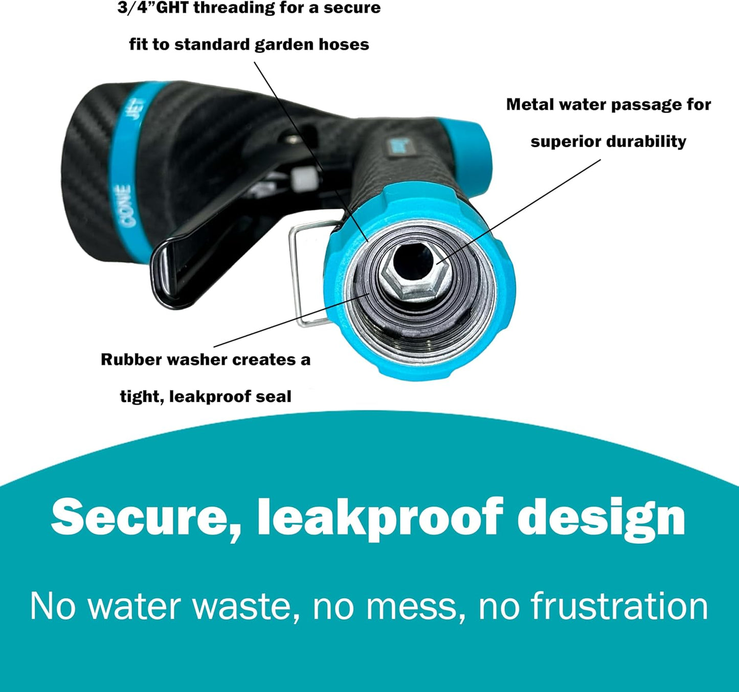 Heavy Duty Front Control Garden Hose Nozzle with Swivel Connect