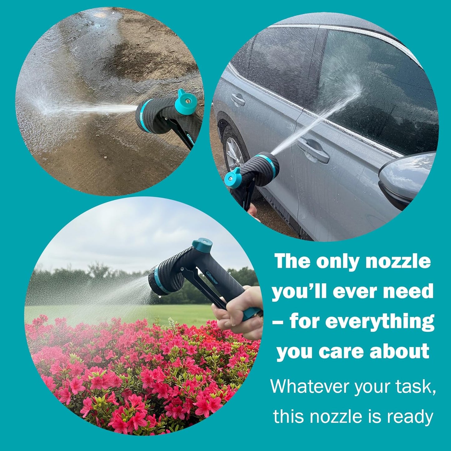 Heavy Duty Front Control Garden Hose Nozzle with Swivel Connect