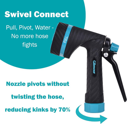 Heavy Duty Front Control Garden Hose Nozzle with Swivel Connect