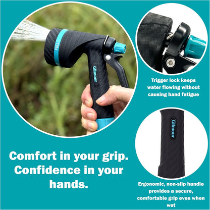 Heavy Duty Front Control Garden Hose Nozzle with Swivel Connect