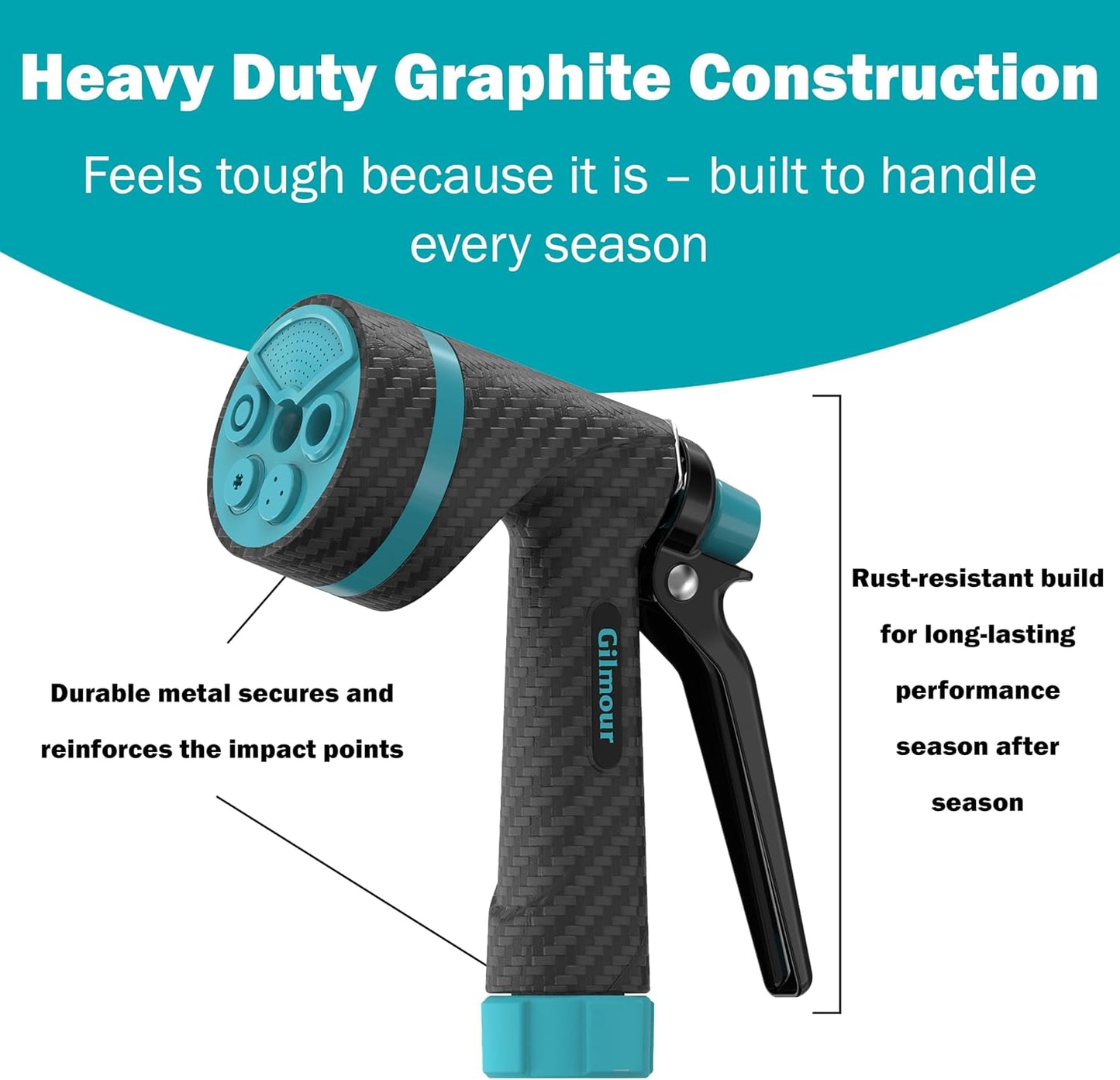 Heavy Duty Front Control Garden Hose Nozzle with Swivel Connect