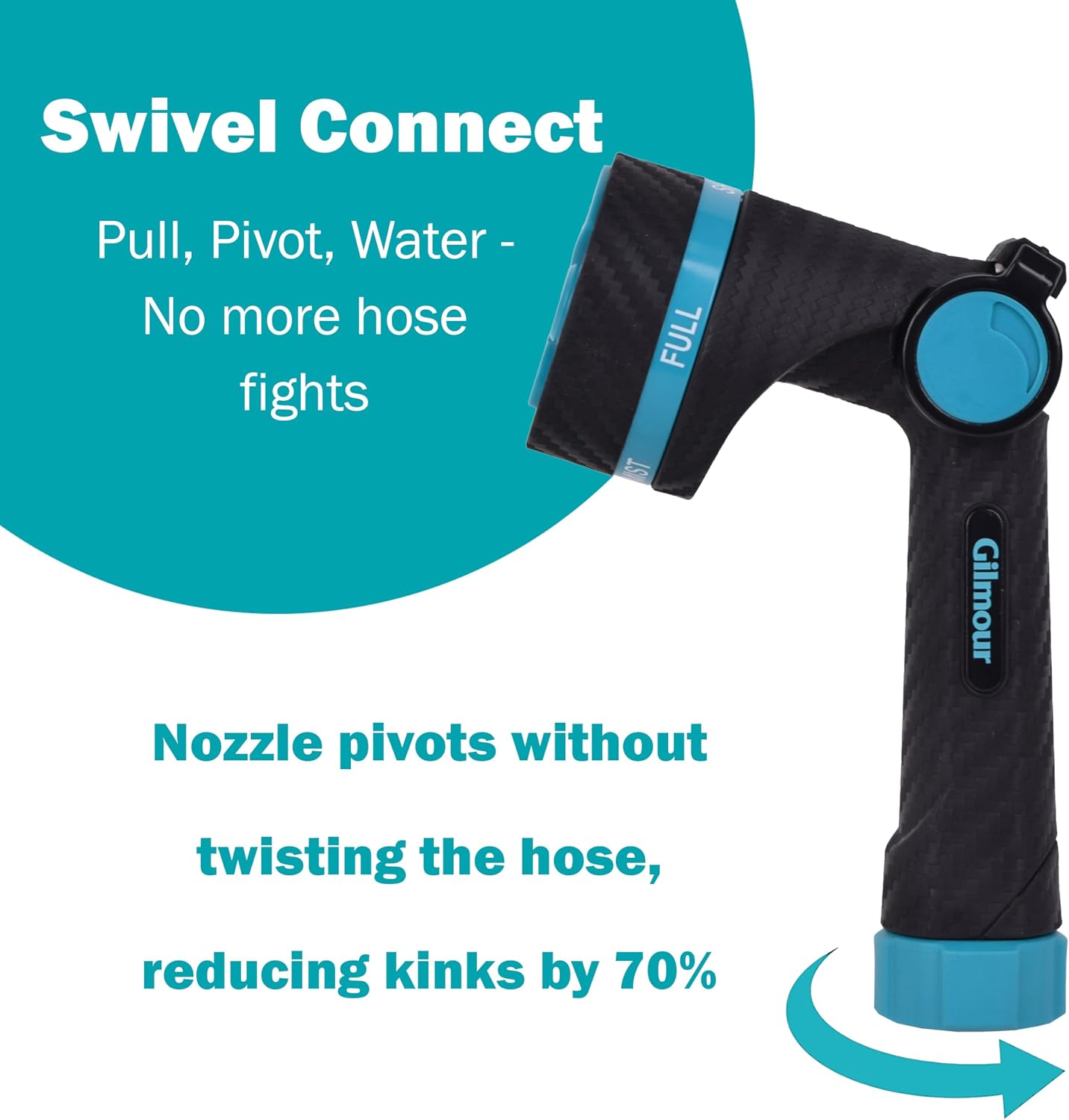Heavy Duty Front Control Garden Hose Nozzle with Swivel Connect