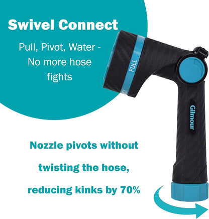 Heavy Duty Front Control Garden Hose Nozzle with Swivel Connect