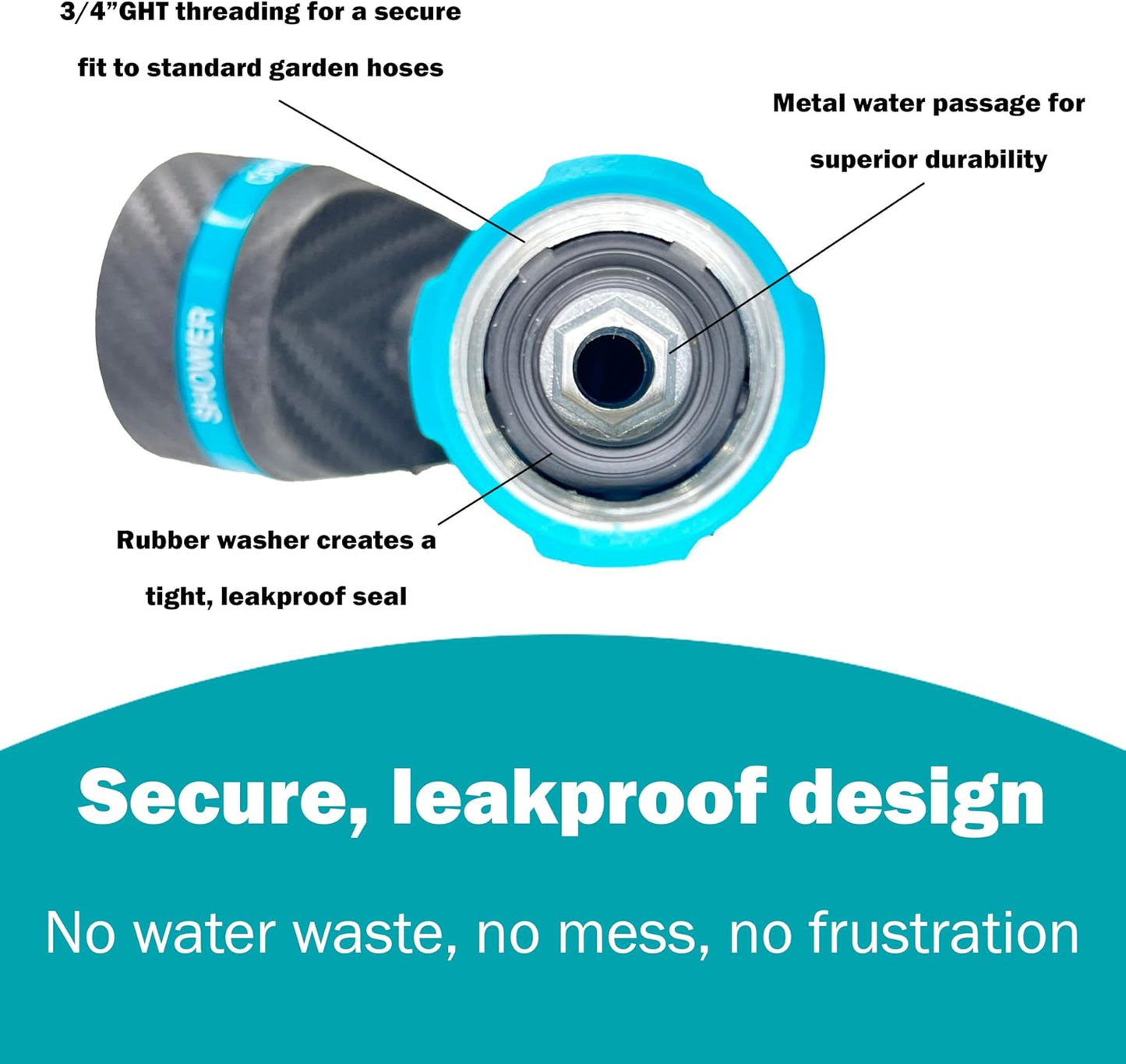 Heavy Duty Front Control Garden Hose Nozzle with Swivel Connect