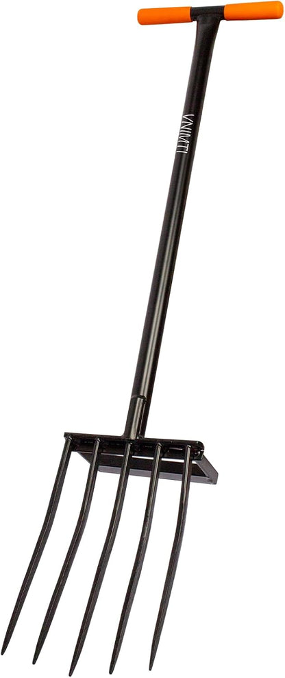 VNIMTI Pitchfork for Gardening, Heavy Duty Pitch Fork with Steel Handle, 5 Tines Garden Fork for Loosening Soil, Digging, 45 Inches