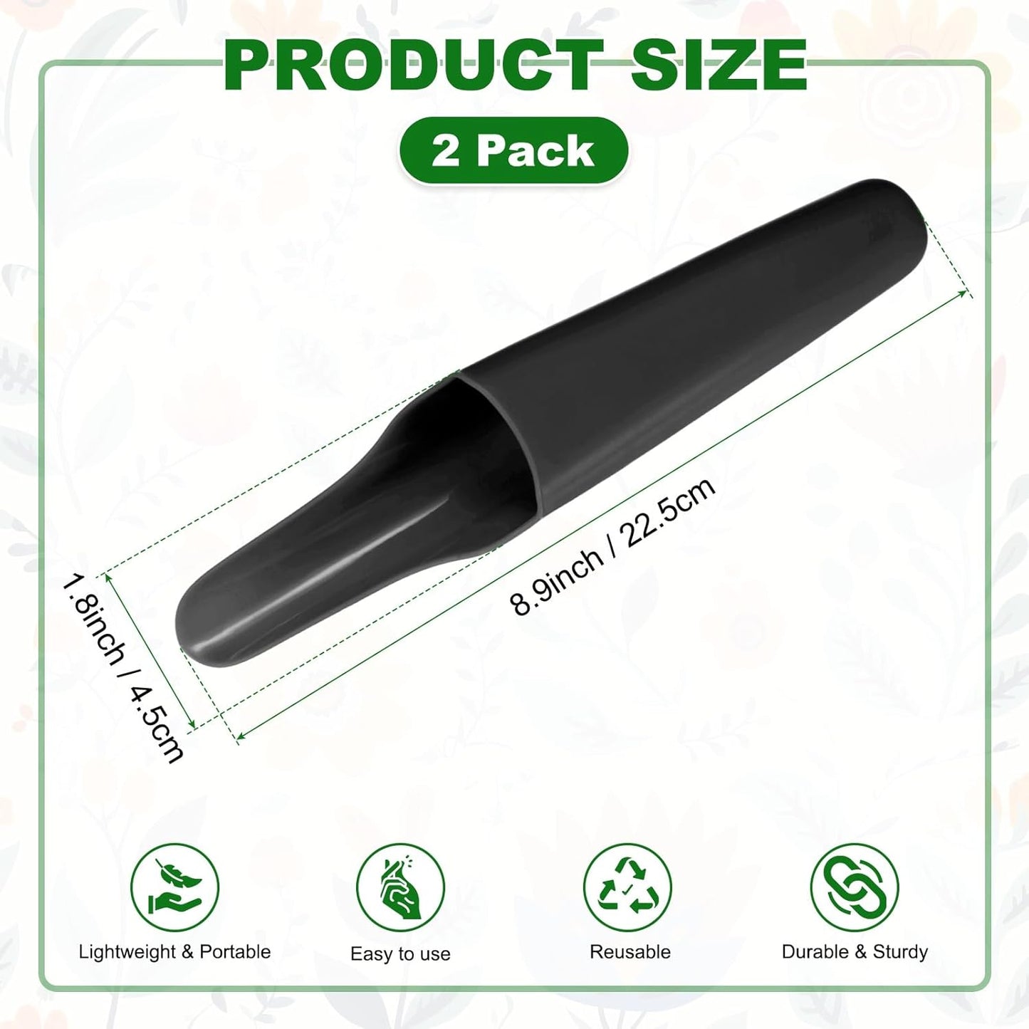 2-Pack Bonsai Soil Scoops, Plastic Garden Soil Scoops Bucket Shovel Potting Scoopers for Transplanting/Flower Planting/Plant Succulent, Colorful Small Gardening Tools [Black]