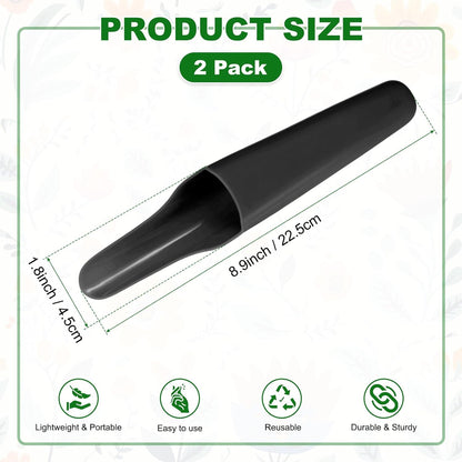 2-Pack Bonsai Soil Scoops, Plastic Garden Soil Scoops Bucket Shovel Potting Scoopers for Transplanting/Flower Planting/Plant Succulent, Colorful Small Gardening Tools [Black]