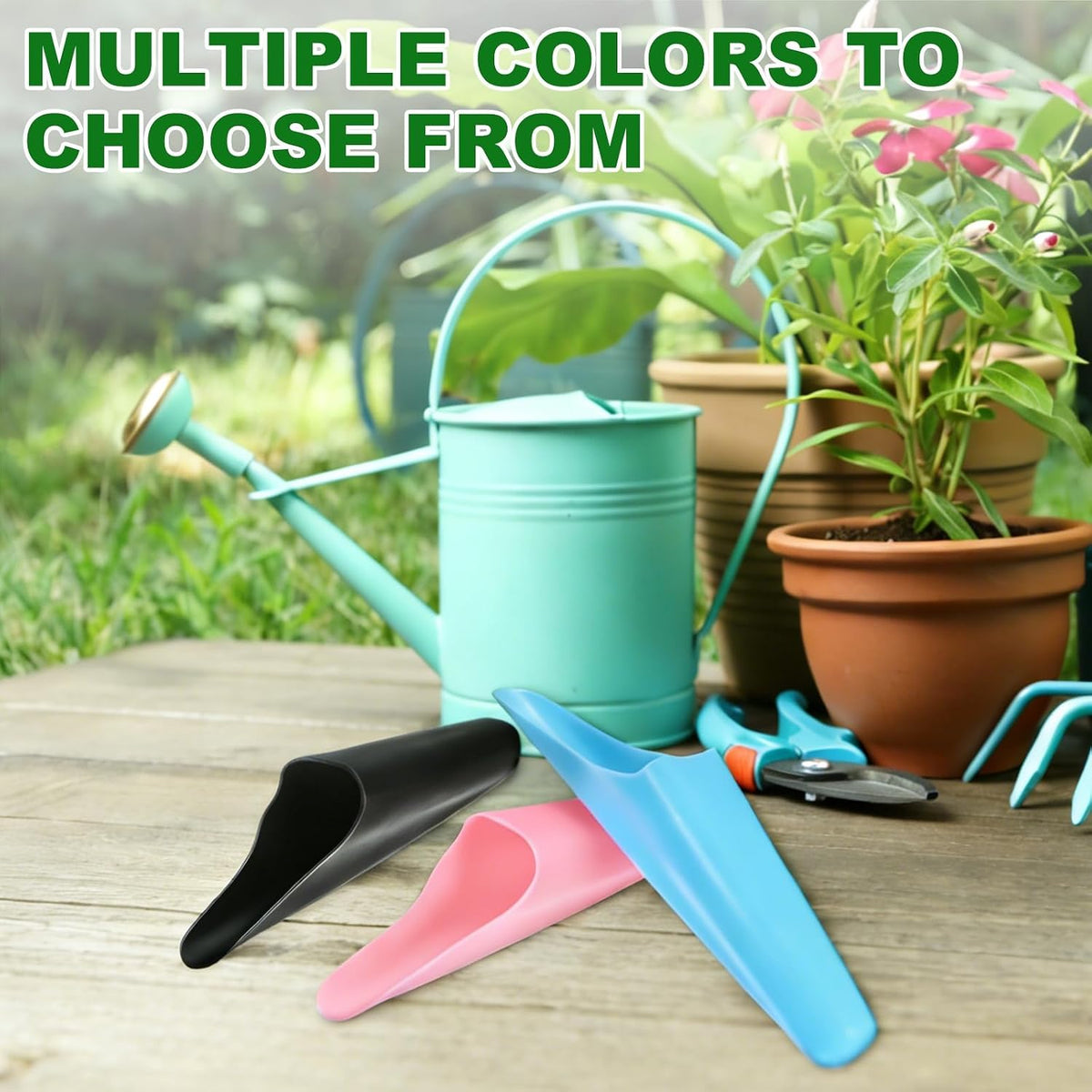2-Pack Bonsai Soil Scoops, Plastic Garden Soil Scoops Bucket Shovel Potting Scoopers for Transplanting/Flower Planting/Plant Succulent, Colorful Small Gardening Tools [Black]
