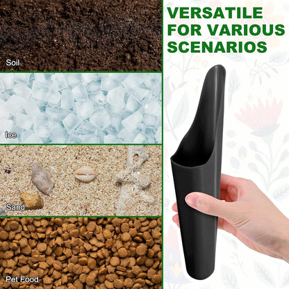 2-Pack Bonsai Soil Scoops, Plastic Garden Soil Scoops Bucket Shovel Potting Scoopers for Transplanting/Flower Planting/Plant Succulent, Colorful Small Gardening Tools [Black]