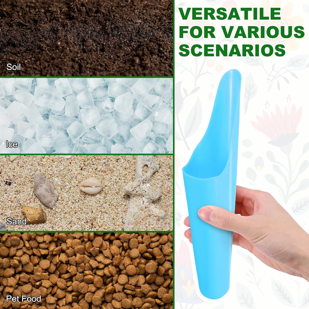 2-Pack Bonsai Soil Scoops, Plastic Garden Soil Scoops Bucket Shovel Potting Scoopers for Transplanting/Flower Planting/Plant Succulent, Colorful Small Gardening Tools [Black]