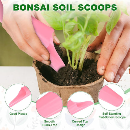 2-Pack Bonsai Soil Scoops, Plastic Garden Soil Scoops Bucket Shovel Potting Scoopers for Transplanting/Flower Planting/Plant Succulent, Colorful Small Gardening Tools [Black]