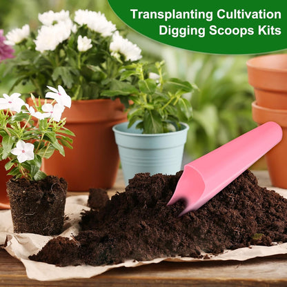 2-Pack Bonsai Soil Scoops, Plastic Garden Soil Scoops Bucket Shovel Potting Scoopers for Transplanting/Flower Planting/Plant Succulent, Colorful Small Gardening Tools [Black]