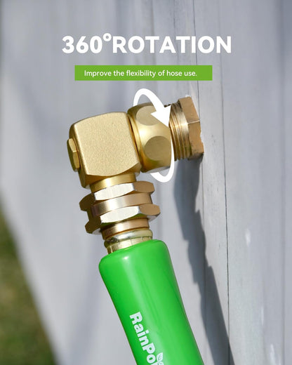 90 Degree Hose Elbow-360 Degree Swivel, 3/4" GHT Garden Hose Connector/Adapter, Solid Brass Water Hose Fittings for RV, Outdoor Faucet, Spigot,Easy Installation(2 Pack)