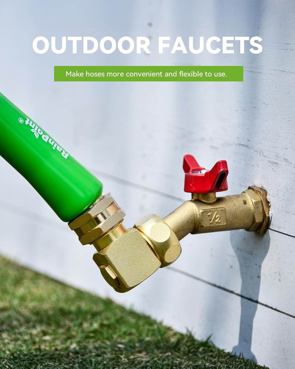 90 Degree Hose Elbow-360 Degree Swivel, 3/4" GHT Garden Hose Connector/Adapter, Solid Brass Water Hose Fittings for RV, Outdoor Faucet, Spigot,Easy Installation(2 Pack)