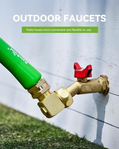 90 Degree Hose Elbow-360 Degree Swivel, 3/4" GHT Garden Hose Connector/Adapter, Solid Brass Water Hose Fittings for RV, Outdoor Faucet, Spigot,Easy Installation(2 Pack)