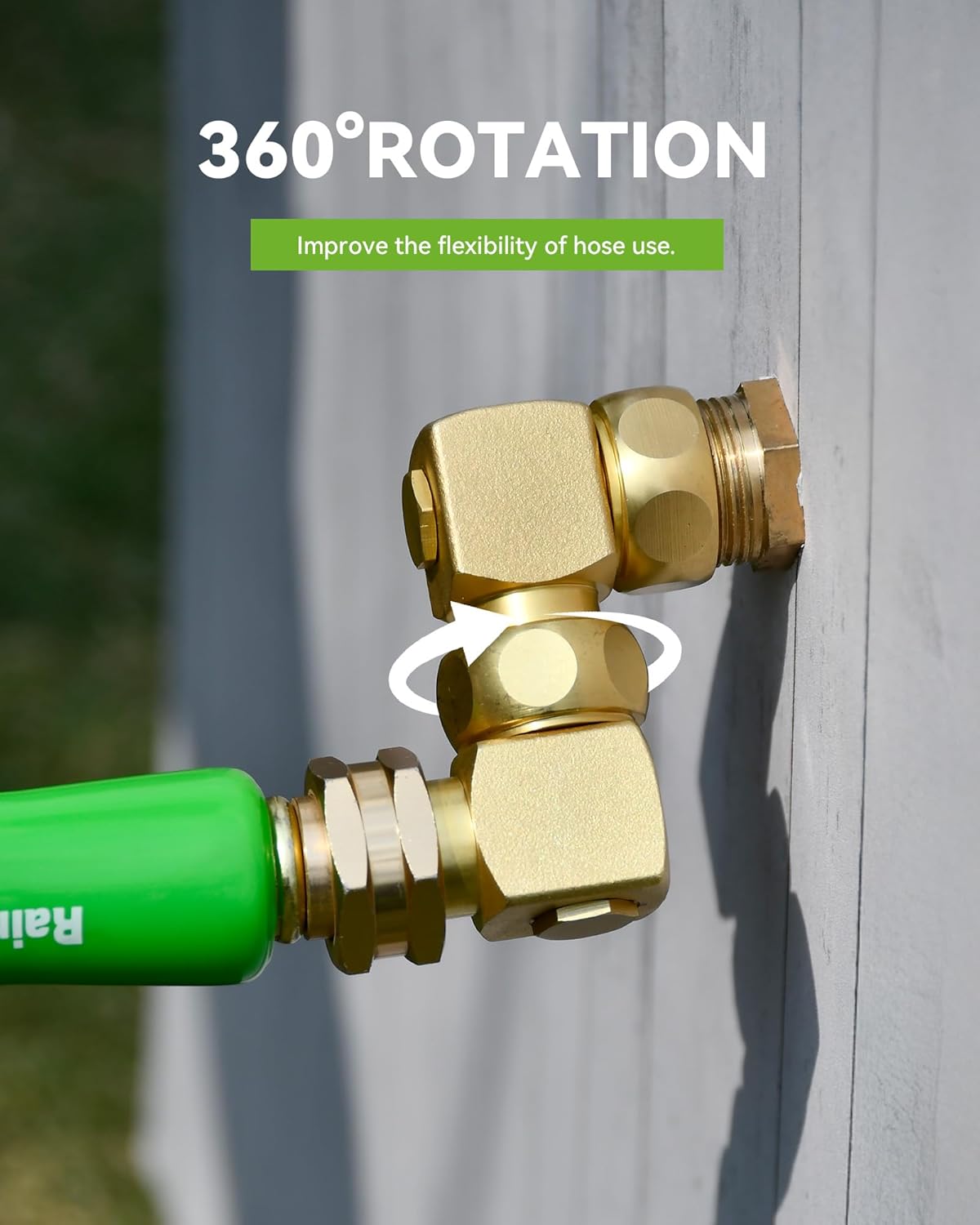 90 Degree Hose Elbow-360 Degree Swivel, 3/4" GHT Garden Hose Connector/Adapter, Solid Brass Water Hose Fittings for RV, Outdoor Faucet, Spigot,Easy Installation(2 Pack)
