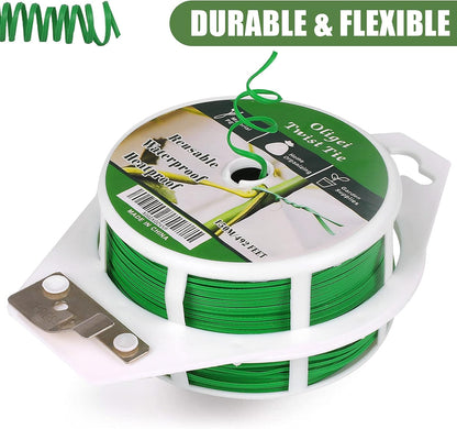 Green Garden Wire, Sturdy Plant Ties for Support with Cutter, 492FT/150m, Indoor, Outdoor, Home and Office Use