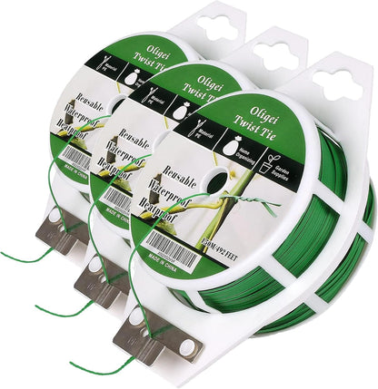 Green Garden Wire, Sturdy Plant Ties for Support with Cutter, 492FT/150m, Indoor, Outdoor, Home and Office Use