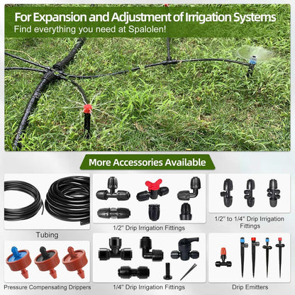 45 Pack Quick Connect 1/4" Drip Tubing Irrigation Fittings Kit Universal 1/4'' Drip Irrigation Tubing Connectors Leak Free Fitting Set Includes 10 Tee 10 Coupling 10 Elbow 10 End Cap 5 Shut Off Valve