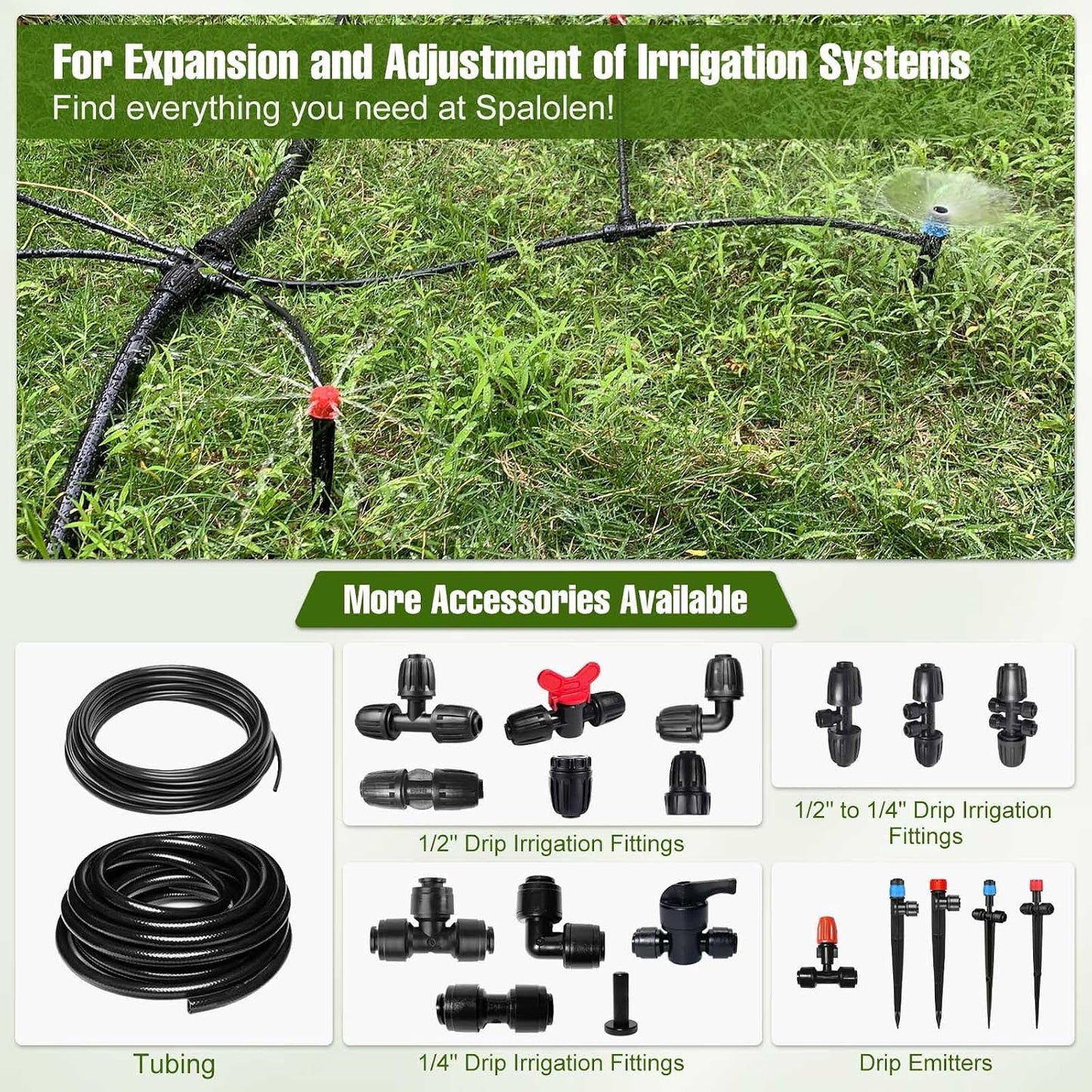45 Pack Quick Connect 1/4" Drip Tubing Irrigation Fittings Kit Universal 1/4'' Drip Irrigation Tubing Connectors Leak Free Fitting Set Includes 10 Tee 10 Coupling 10 Elbow 10 End Cap 5 Shut Off Valve