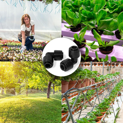 45 Pack Quick Connect 1/4" Drip Tubing Irrigation Fittings Kit Universal 1/4'' Drip Irrigation Tubing Connectors Leak Free Fitting Set Includes 10 Tee 10 Coupling 10 Elbow 10 End Cap 5 Shut Off Valve