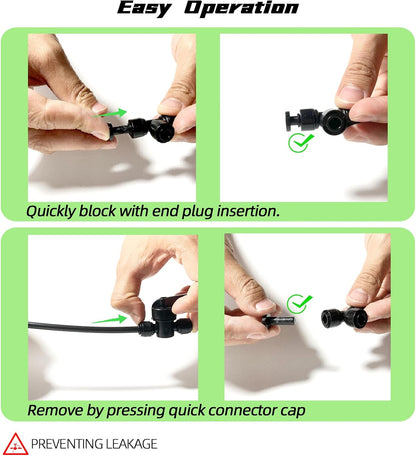 45 Pack Quick Connect 1/4" Drip Tubing Irrigation Fittings Kit Universal 1/4'' Drip Irrigation Tubing Connectors Leak Free Fitting Set Includes 10 Tee 10 Coupling 10 Elbow 10 End Cap 5 Shut Off Valve