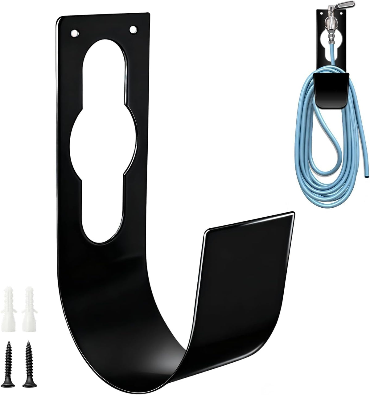 Hose Holder Wall Mount,Heavy Duty Garden Hose Hanger Reel Metal Hose Hooks Fit to100ft Expandable Watering Hose Storage