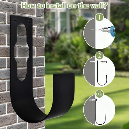 Hose Holder Wall Mount,Heavy Duty Garden Hose Hanger Reel Metal Hose Hooks Fit to100ft Expandable Watering Hose Storage