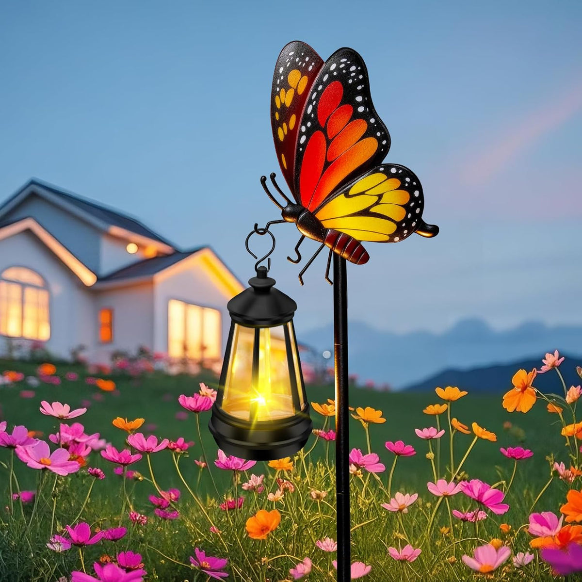 Solar Lights Outdoor 32.28in Garden Butterfly Stakes with Solar Lights