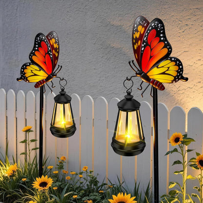 Solar Lights Outdoor 32.28in Garden Butterfly Stakes with Solar Lights