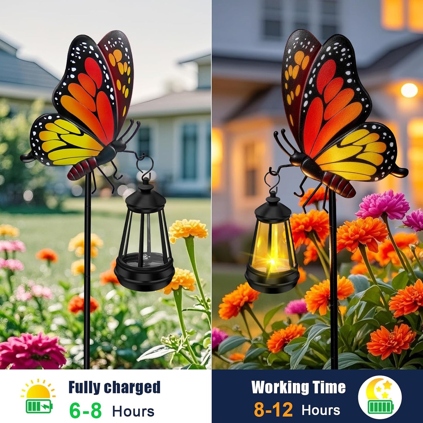 Solar Lights Outdoor 32.28in Garden Butterfly Stakes with Solar Lights