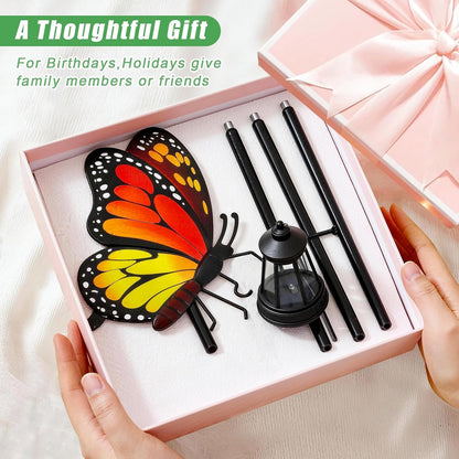 Solar Lights Outdoor 32.28in Garden Butterfly Stakes with Solar Lights